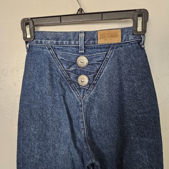 Roughrider Vintage Women's 0 High Rise Dark Blue Jeans Western Denim Concho 90s - Picture 6 of 8